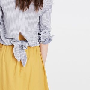 Madewell tie back casual blue striped button down